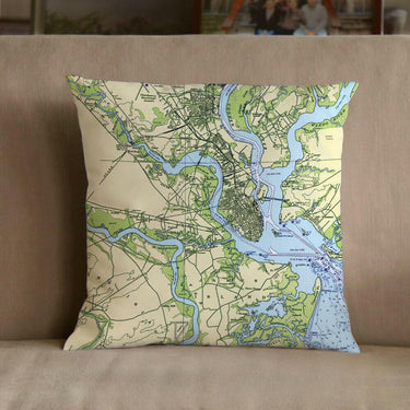 Nautical Chart Pillow, Locations in South Carolina